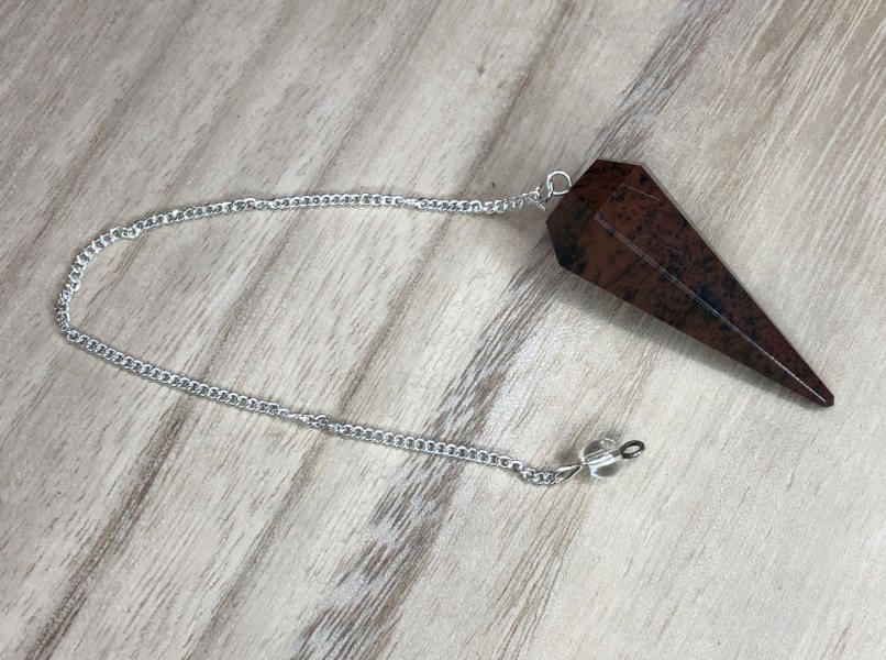 Péndulo punta Obsidiana Caoba